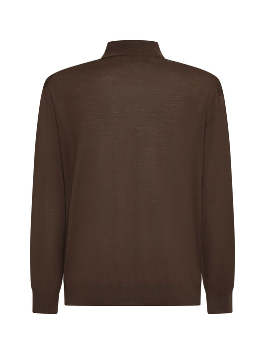 Brown virgin wool mock neck sweater