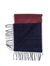 Sciarpa con frange bordeaux e blu