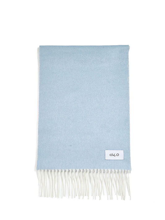 Sciarpa con frange beige e azzurra