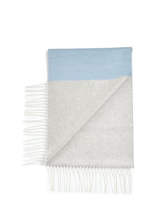 Sciarpa con frange beige e azzurra