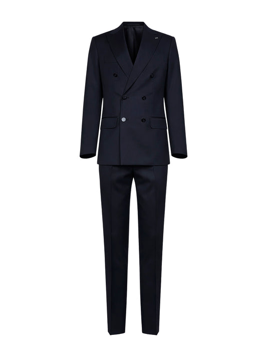 Blue virgin wool Positano double-breasted suit