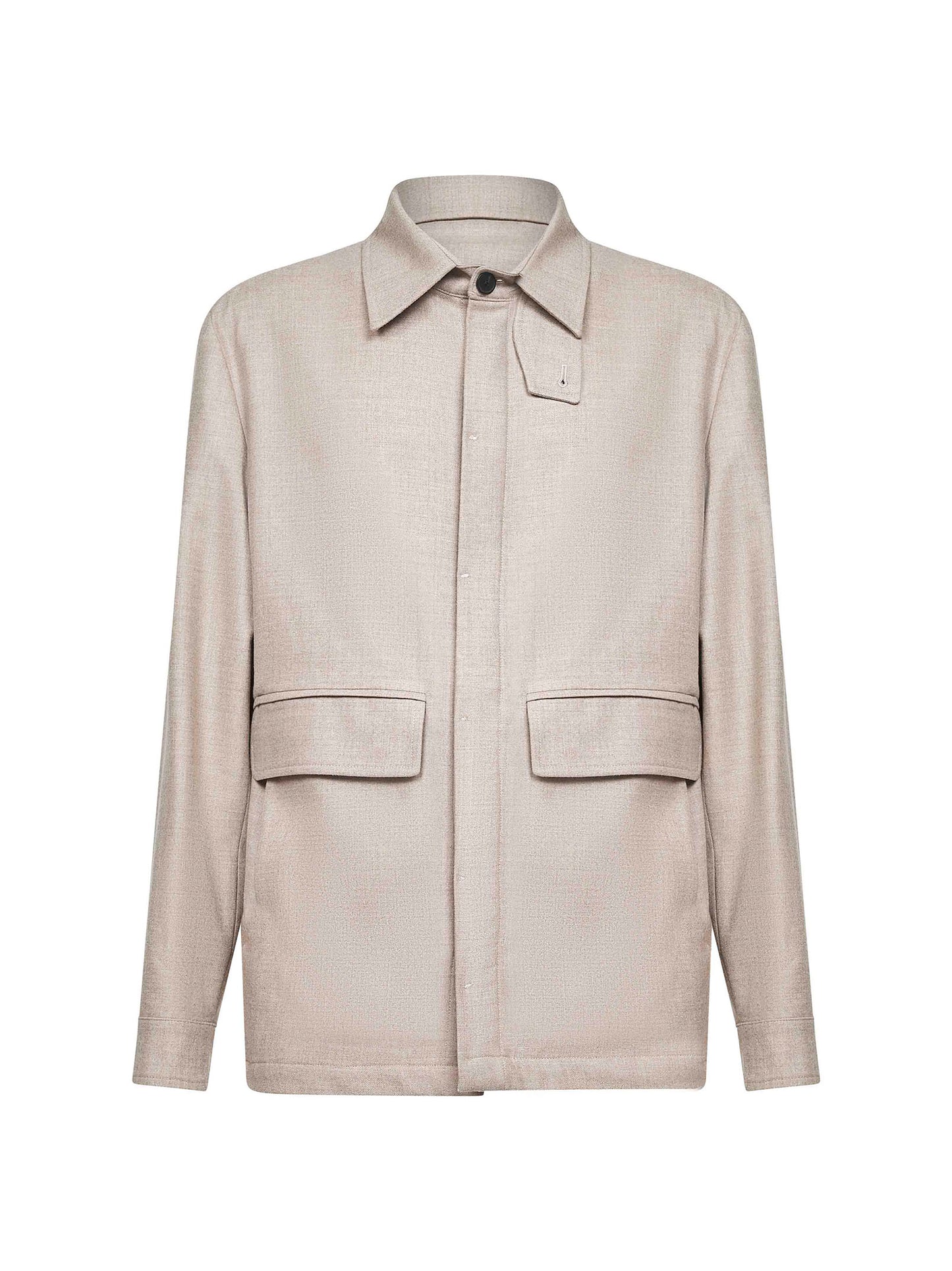 Beige Loro Piana stretch flannel Chet shirt jacket
