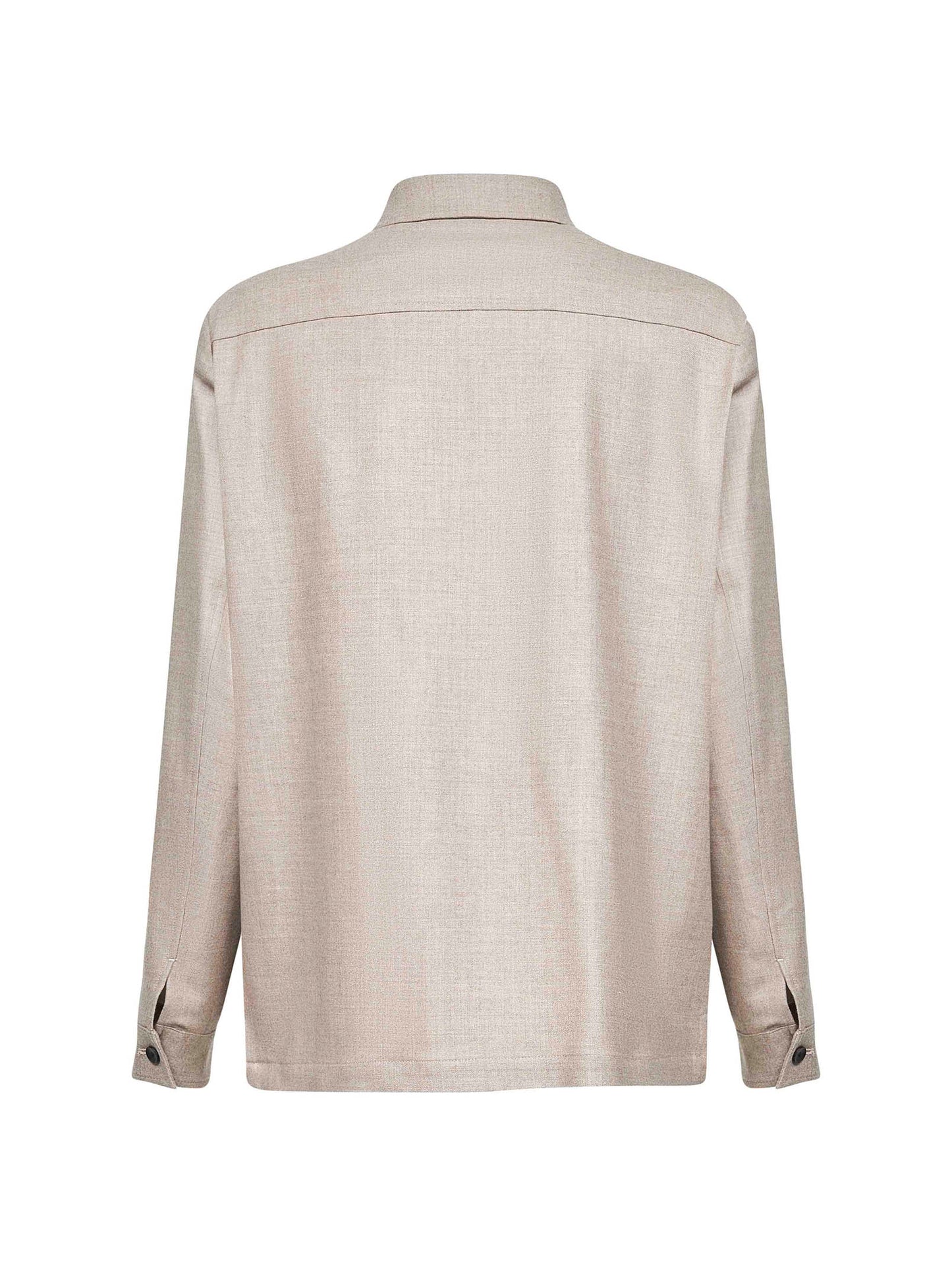 Beige Loro Piana stretch flannel Chet shirt jacket