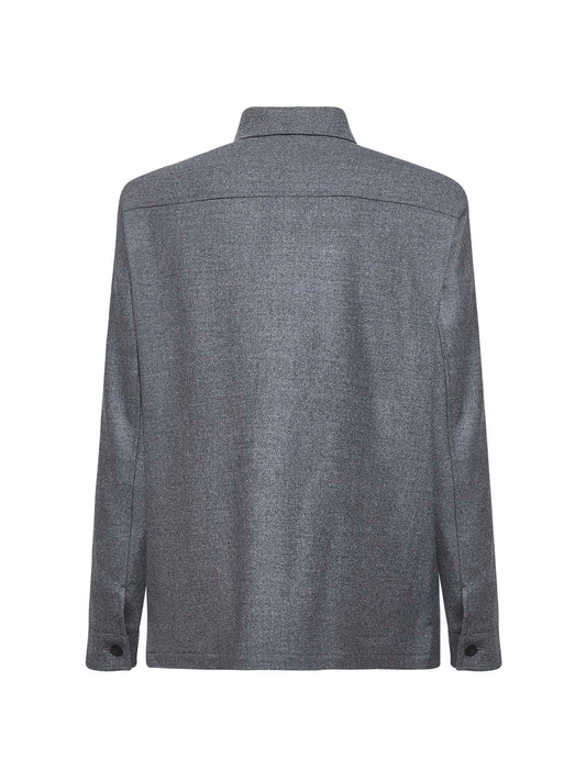 Grey Loro Piana stretch flannel Chet shirt jacket