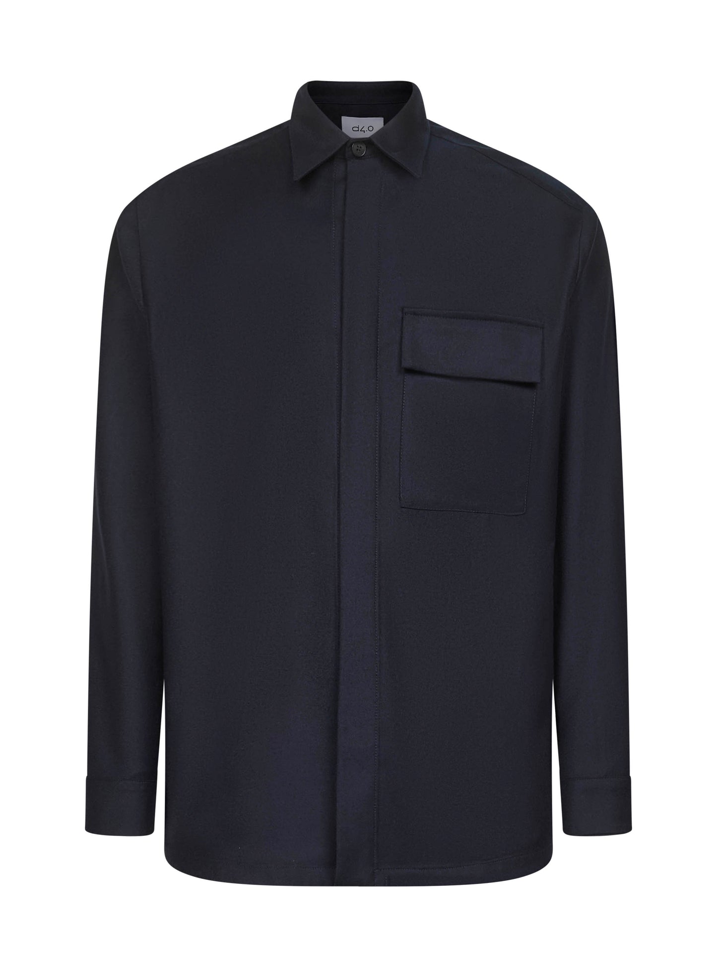 Giacca camicia in lana vergine blu