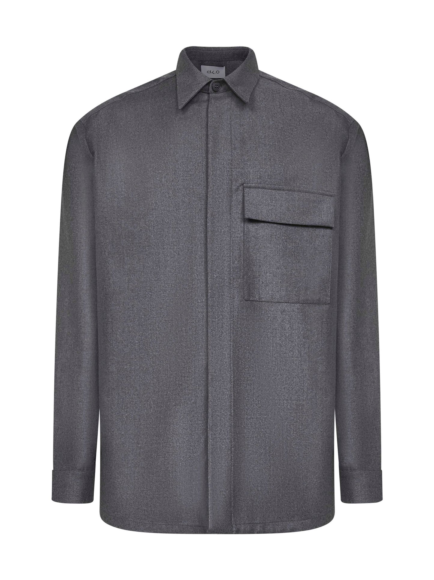 Giacca camicia in lana vergine grigia