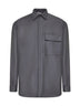 Giacca camicia in lana vergine grigia