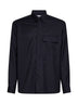 Giacca camicia in lana vergine navy scuro<BR/>