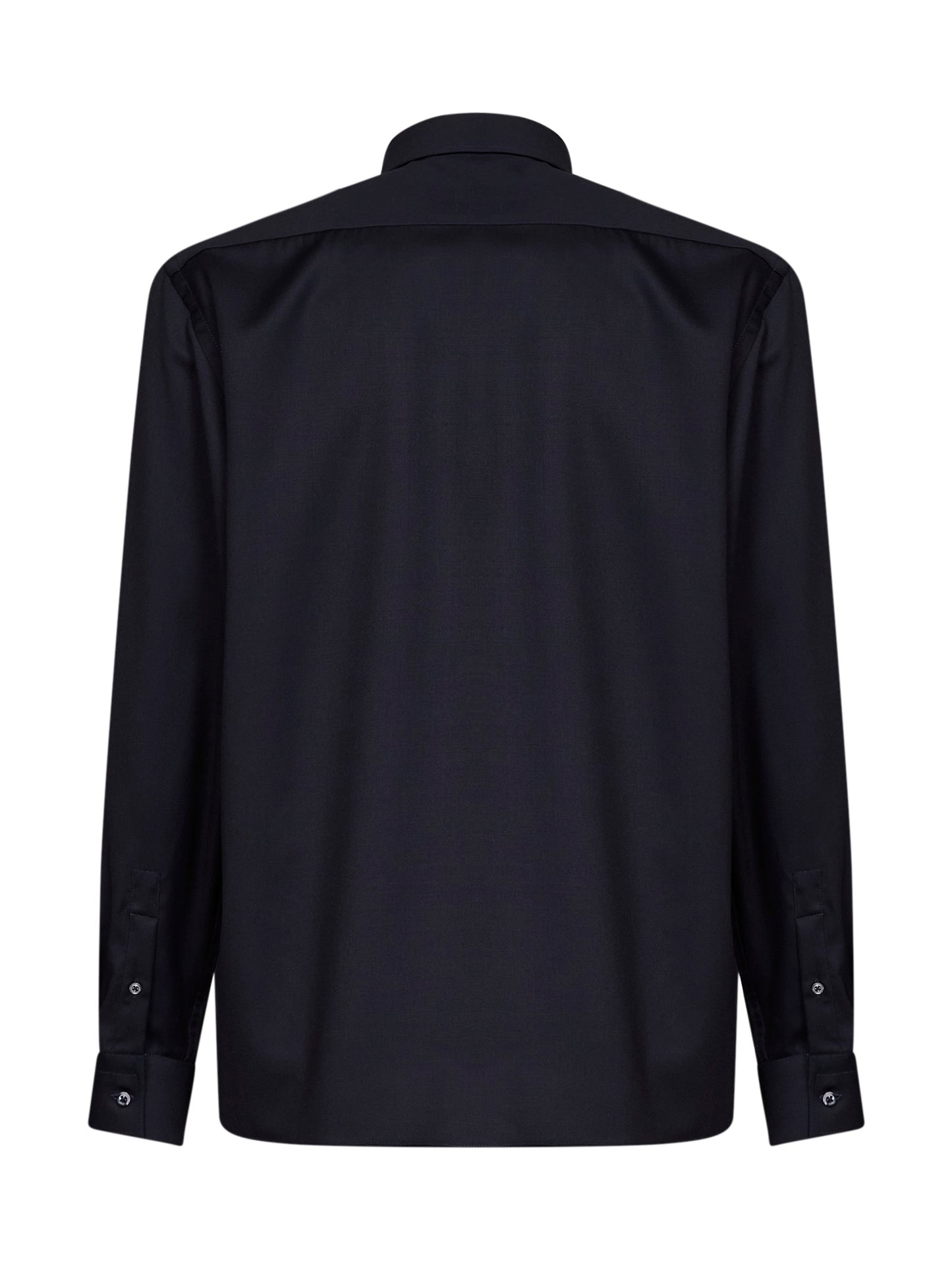 Giacca camicia in lana vergine navy scuro<BR/>