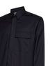 Giacca camicia in lana vergine navy scuro<BR/>