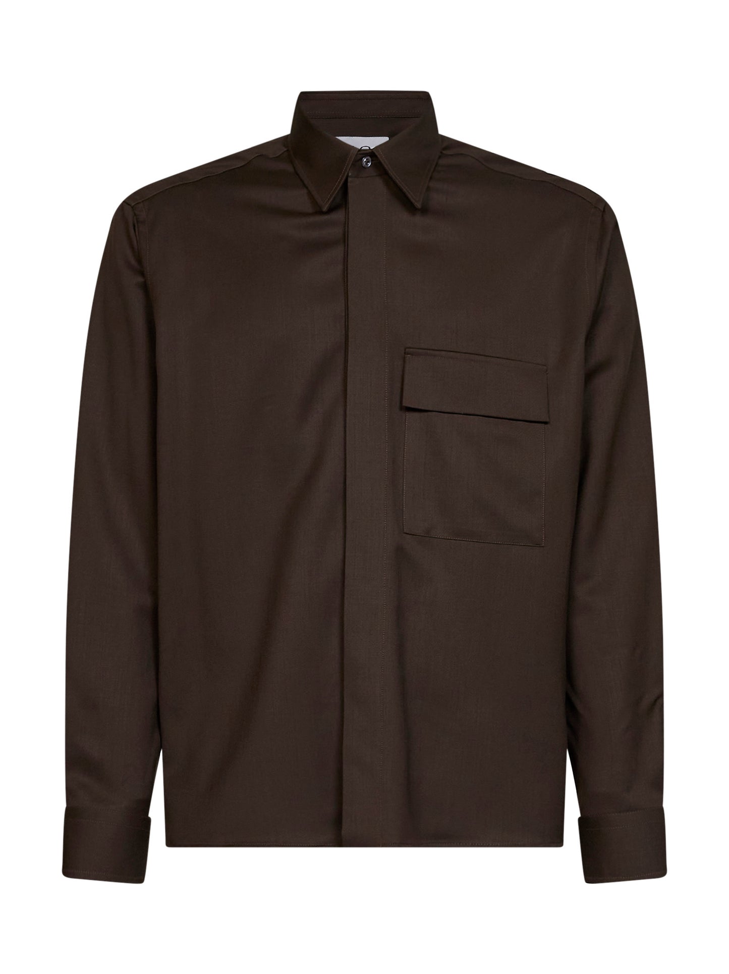Brown virgin wool overshirt