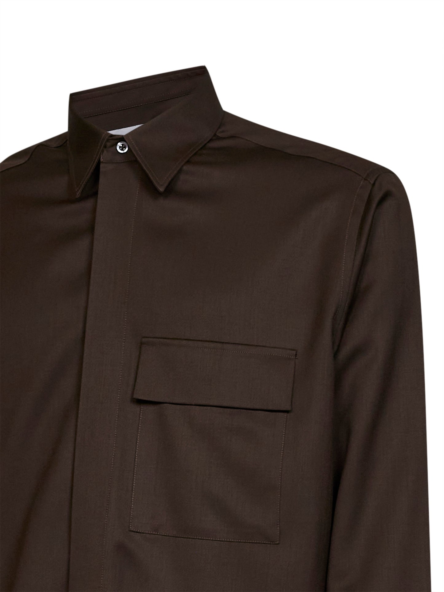 Brown virgin wool overshirt