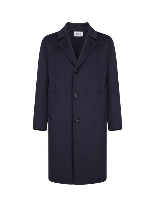 Blue double wool single-breasted coat