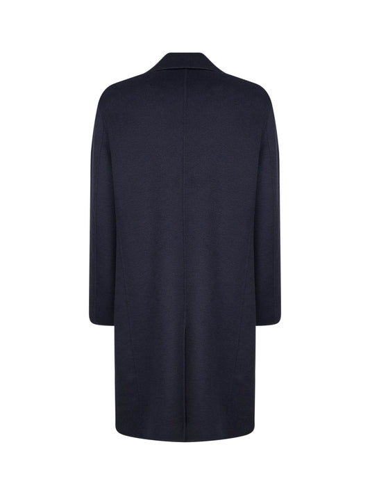Blue double wool single-breasted coat