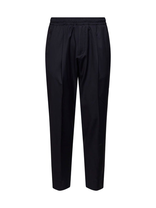 Pantaloni affusolati Tokio in lana vergine navy scuro