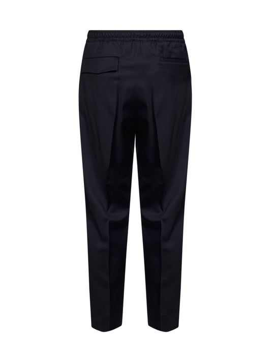 Pantaloni affusolati Tokio in lana vergine navy scuro