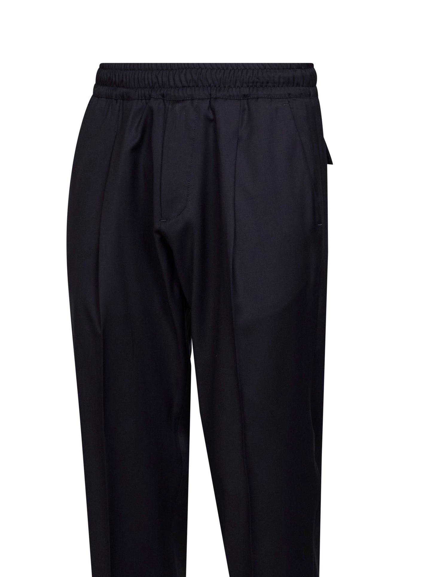 Dark navy virgin wool Tokio tapered trousers