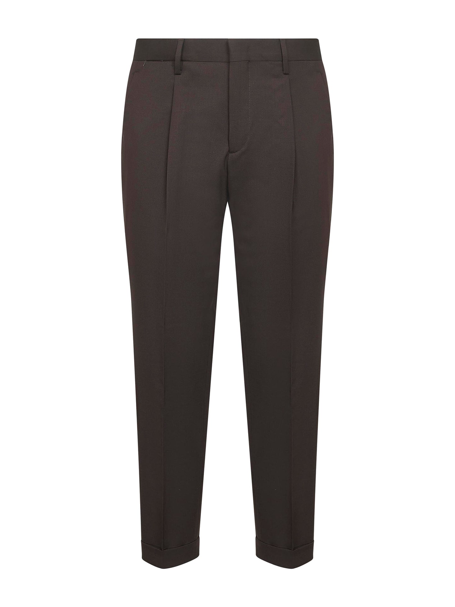 Brown wool blend flannel Tiberio trousers