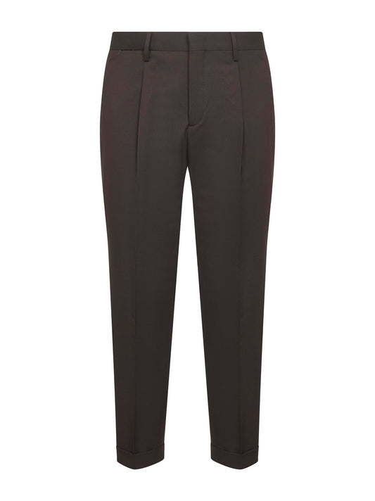 Brown wool blend flannel Tiberio trousers
