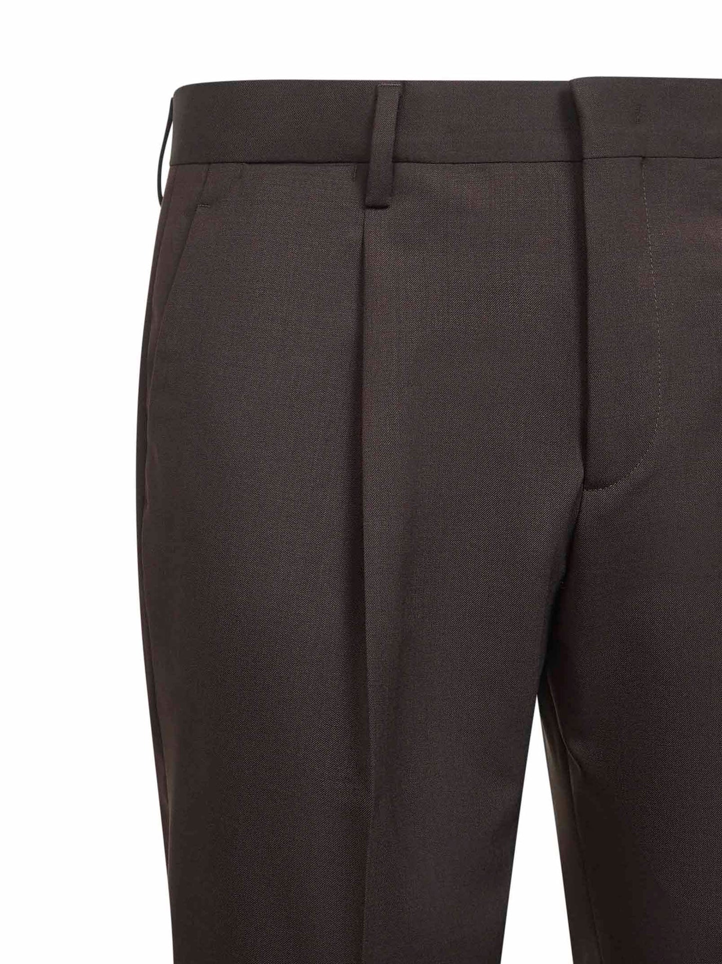 Brown wool blend flannel Tiberio trousers