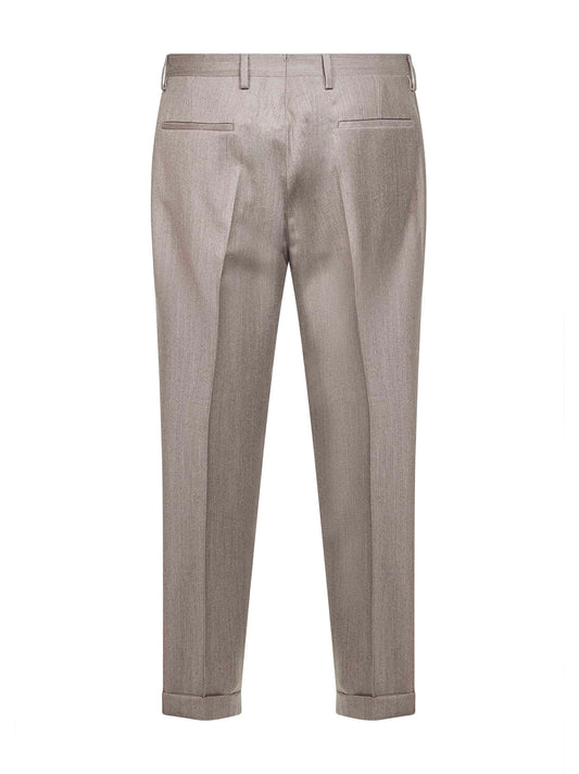 Dove grey wool and cashmere flannel Tiberio trousers