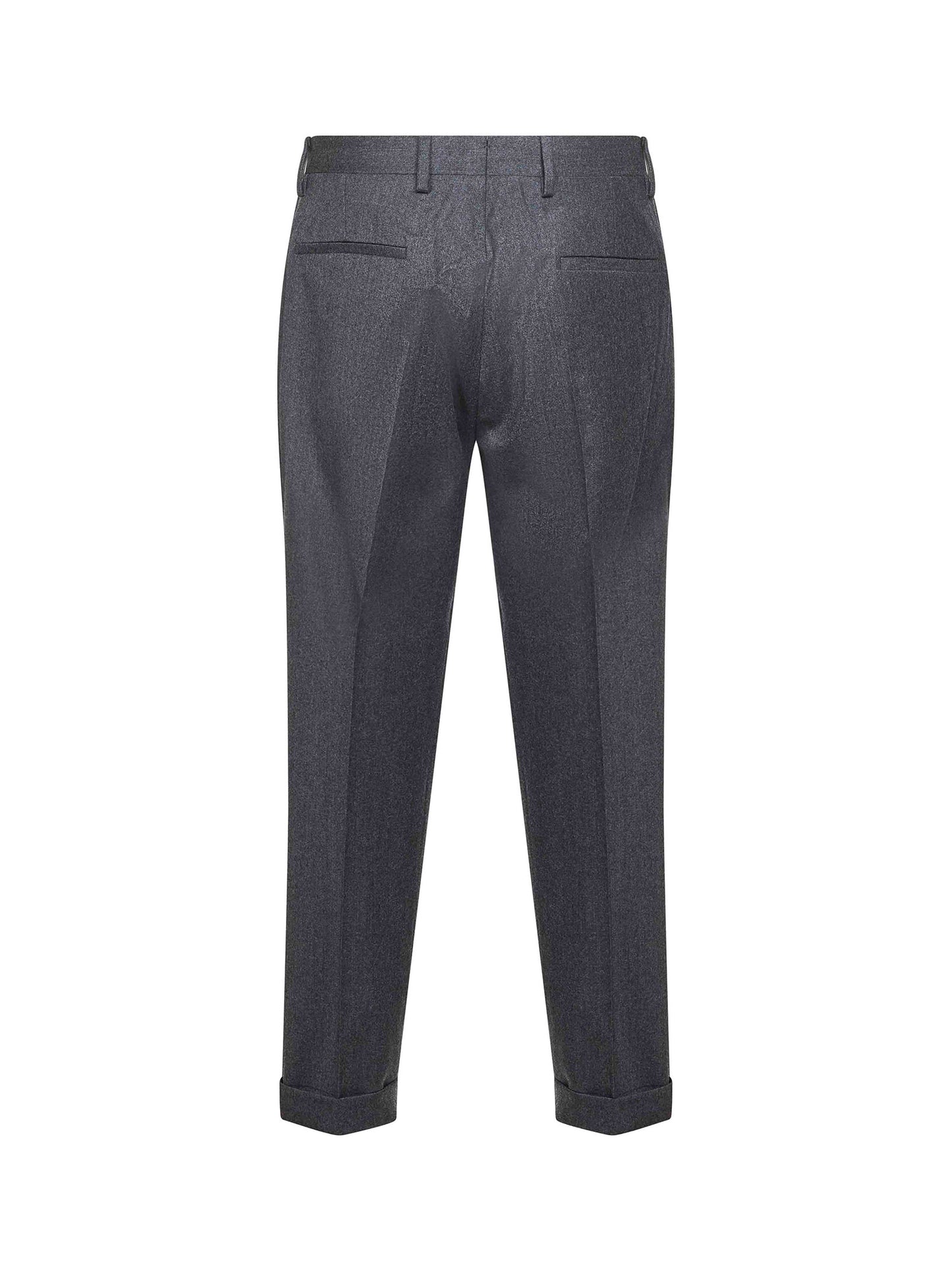 Grey wool and cashmere flannel Tiberio trousers<BR/>