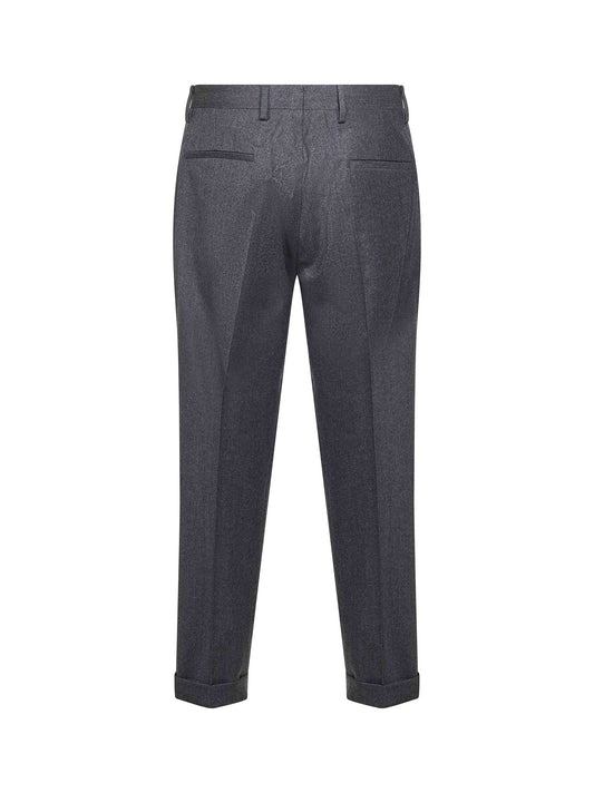 Grey wool and cashmere flannel Tiberio trousers<BR/>