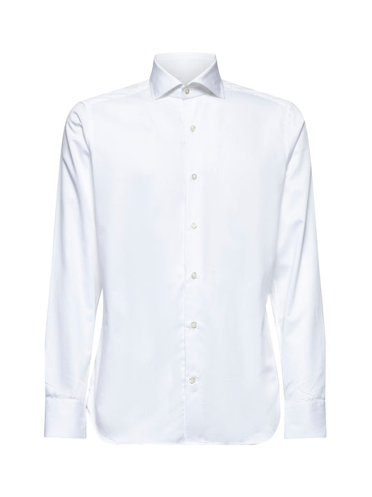 Camicia classica in twill bianco