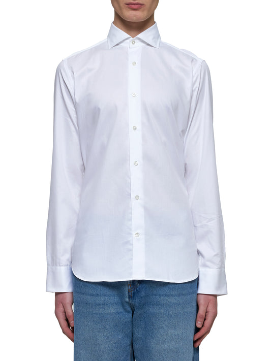 Camicia classica in twill bianco