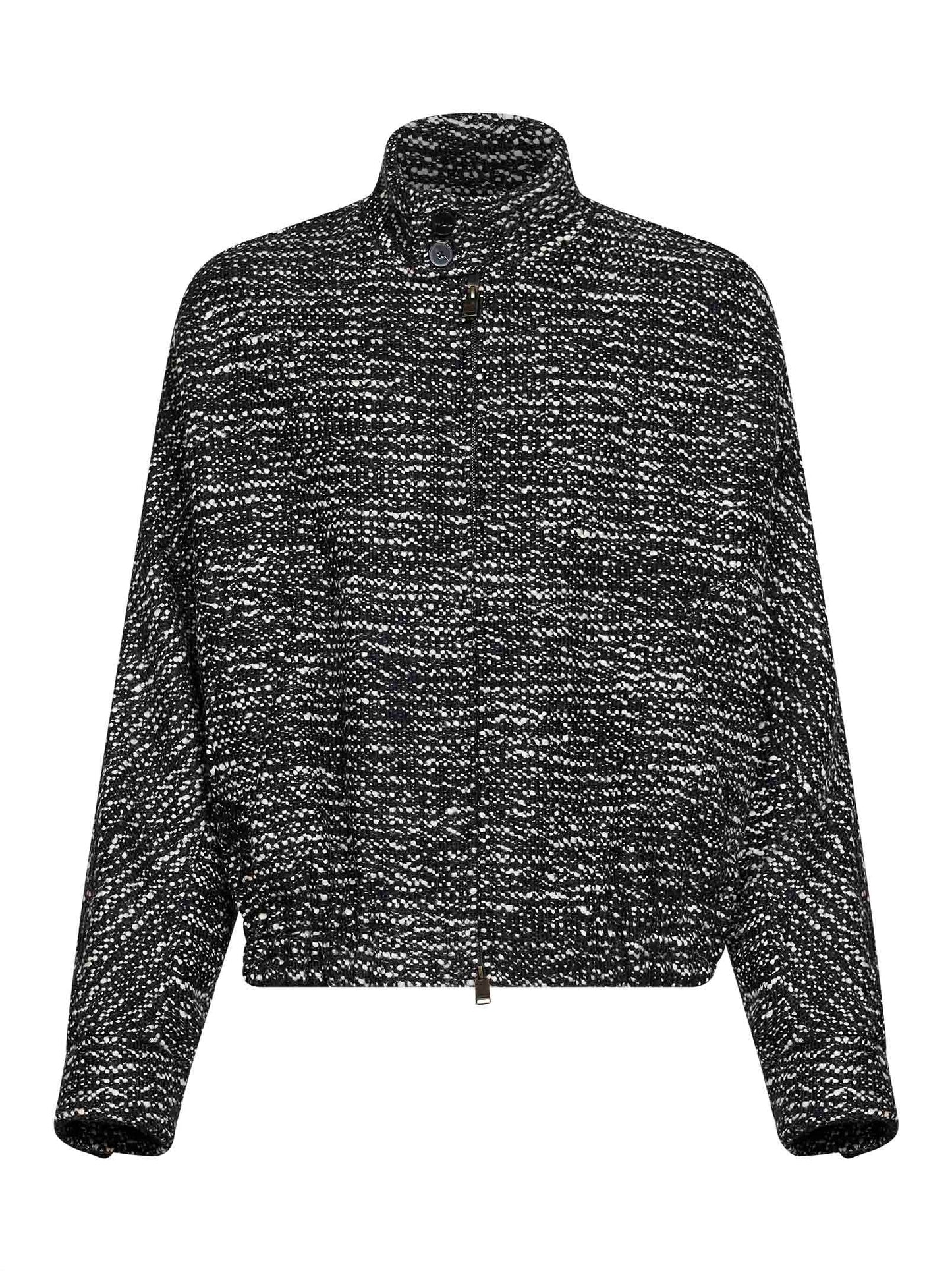 Black and white Lee wool boucle bomber jacket
