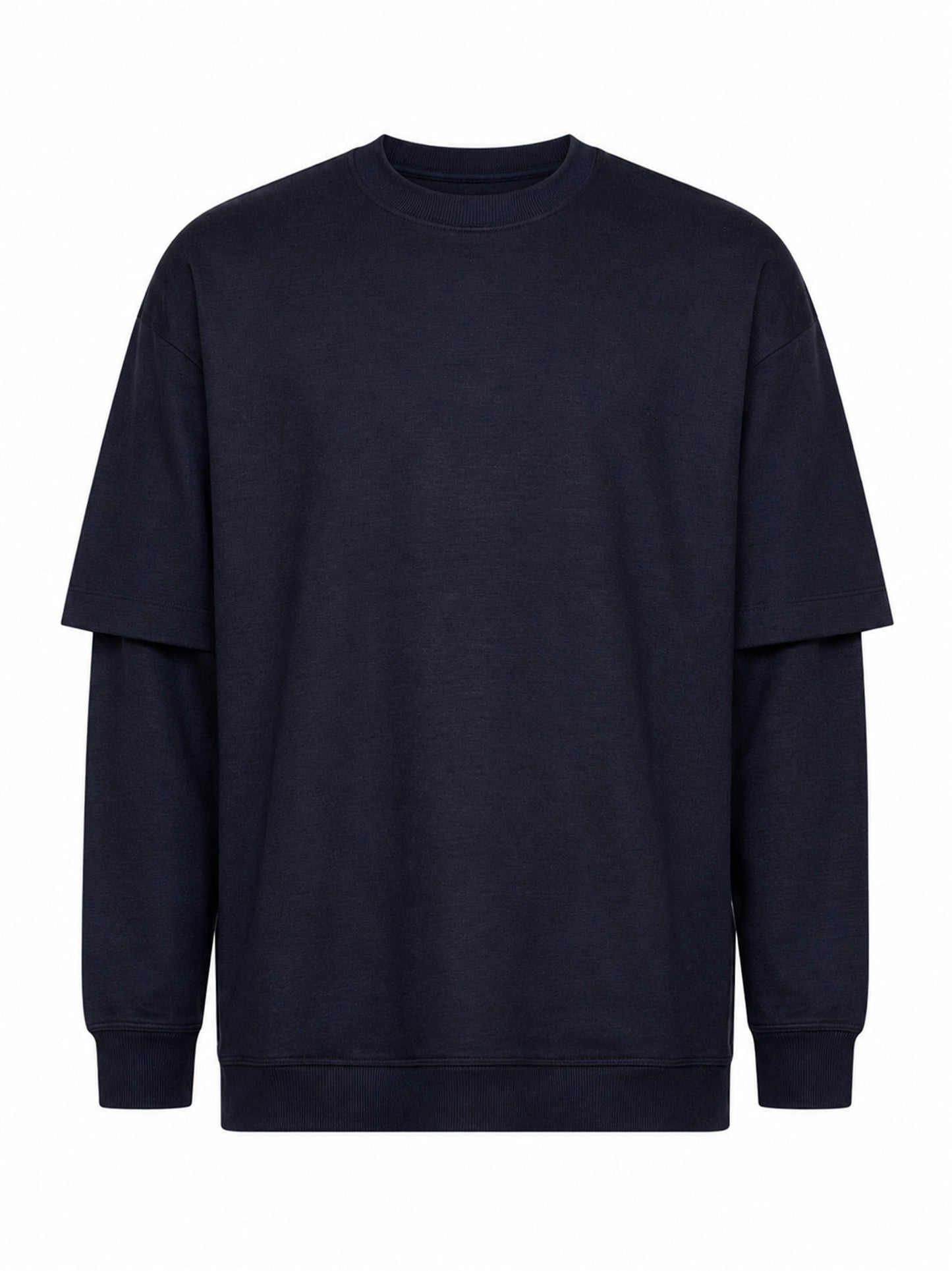 Blue wool layered design sweater