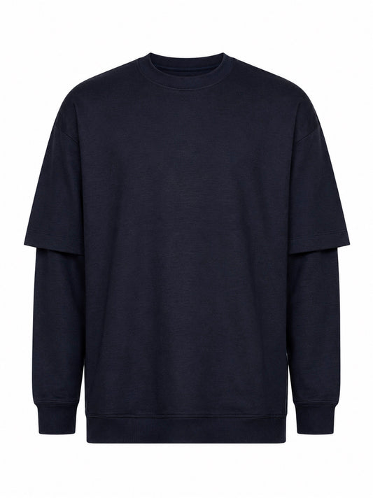 Maglione con design a strati in lana blu