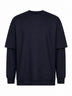 Blue wool layered design sweater