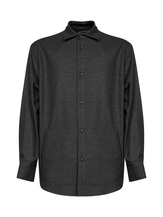 Camicia con stampa pied de poule Keanu in grigio