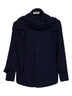 Camicia con sciarpa rimovibile George in lana cashmere blu