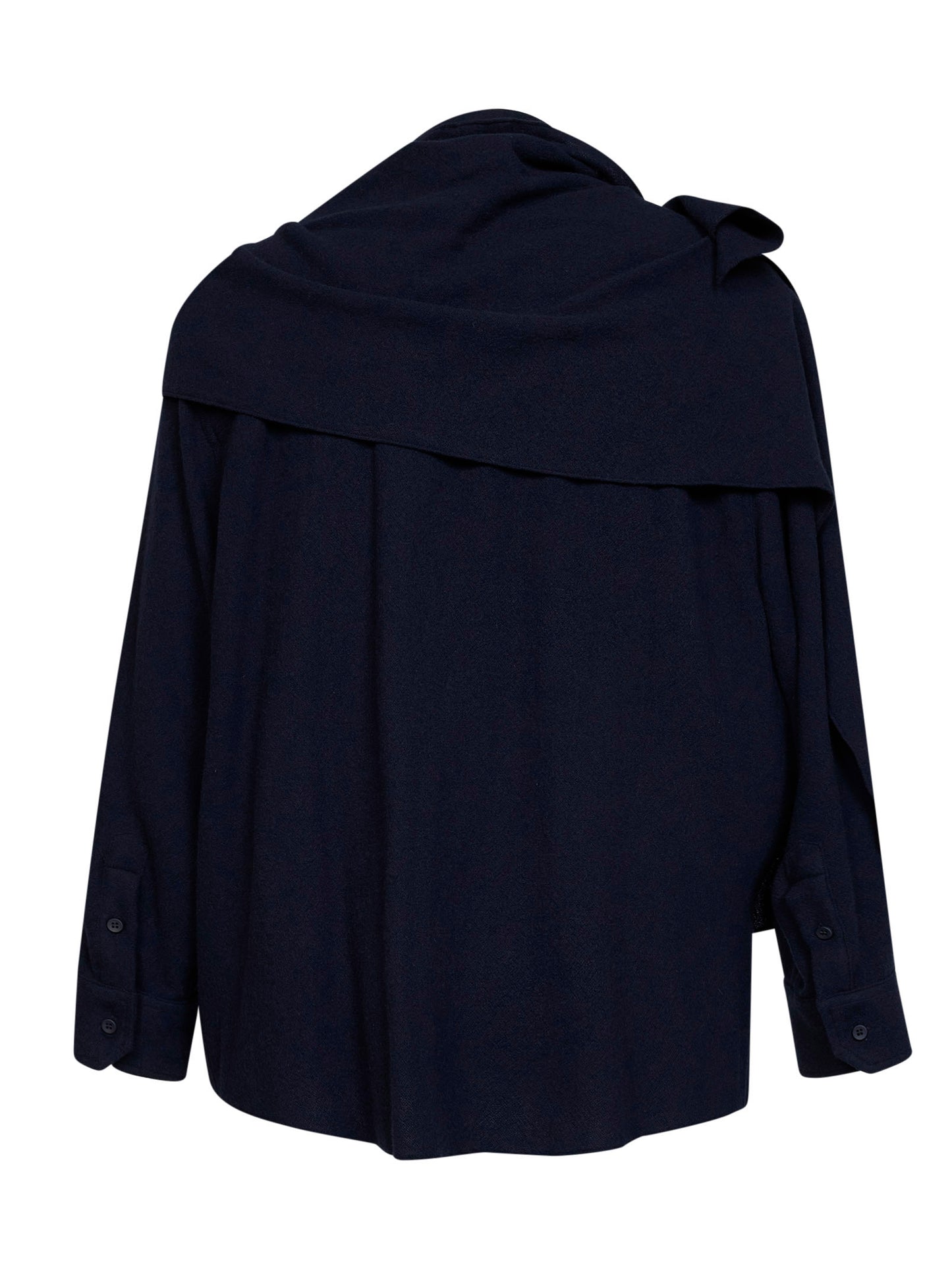 Camicia con sciarpa rimovibile George in lana cashmere blu