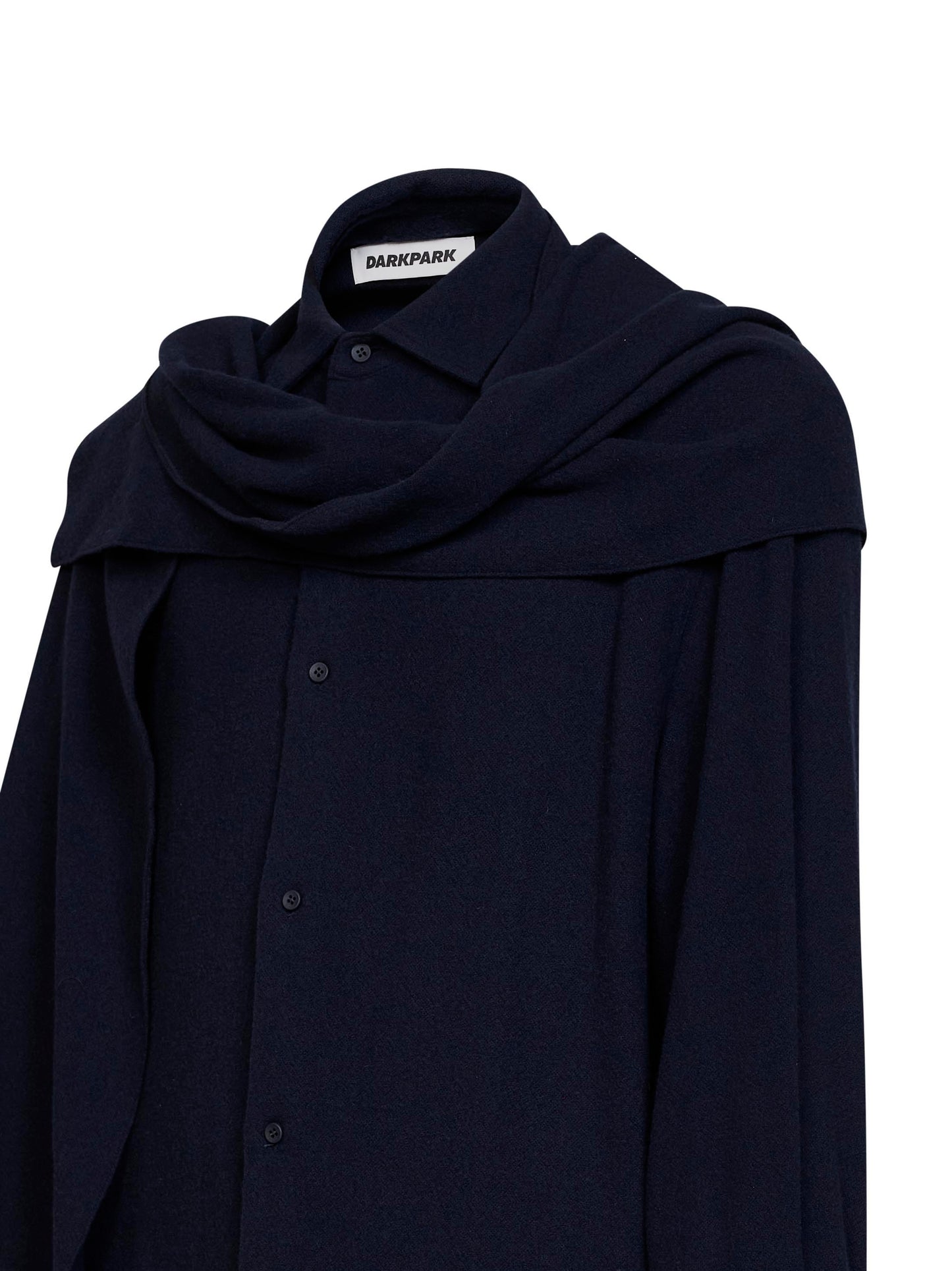 Camicia con sciarpa rimovibile George in lana cashmere blu