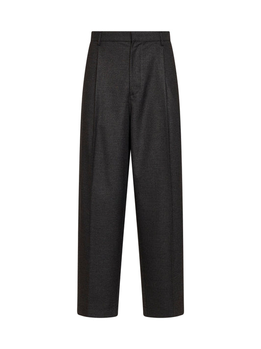 Grey Davide wide-leg houndstooth trousers