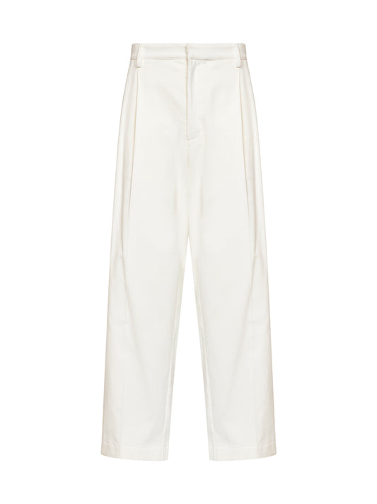 White Davide corduroy wide-leg trousers