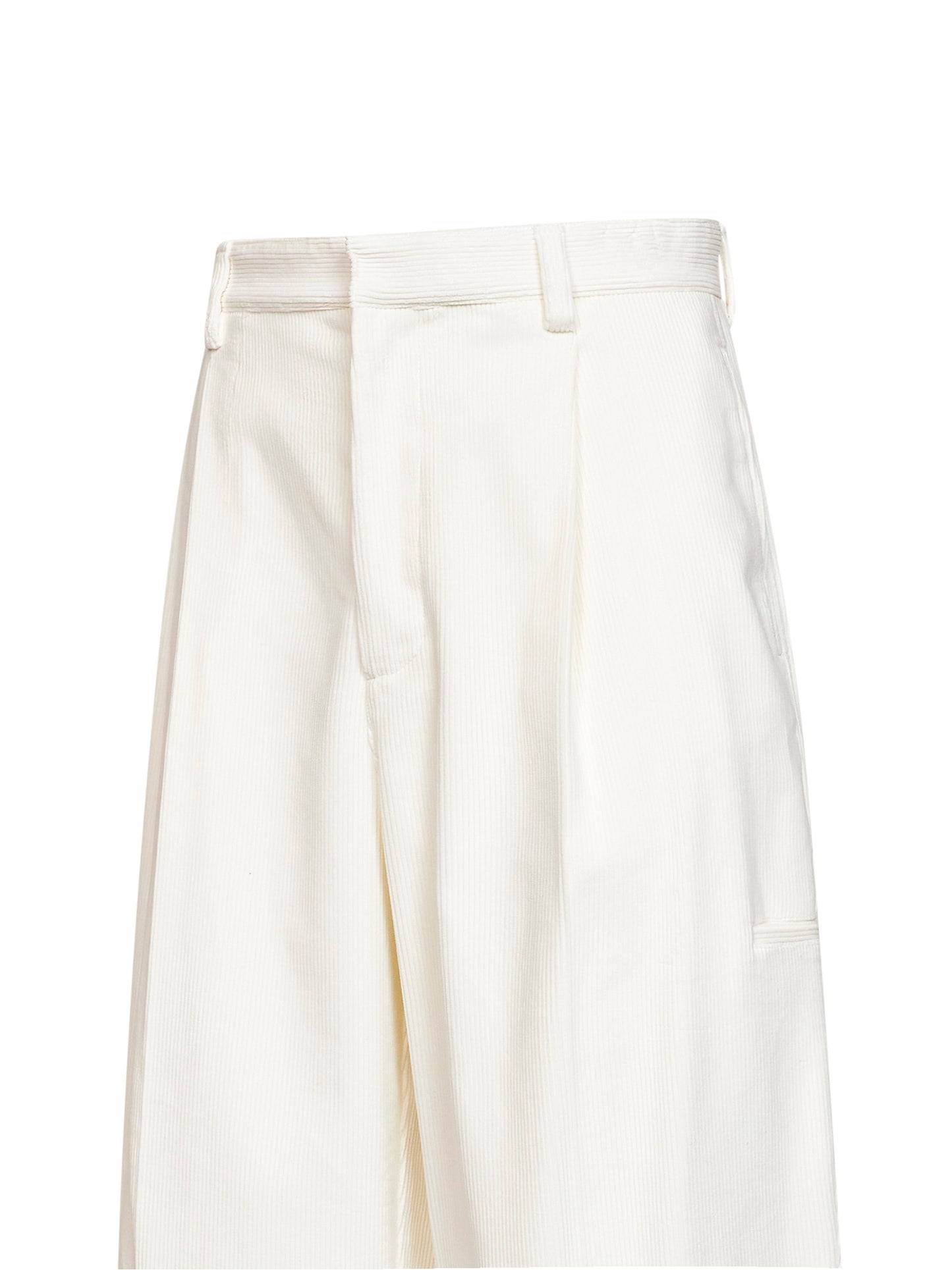 Pantaloni a gamba larga in velluto a coste Davide in bianco