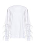 T-shirt Troy in cotone bianco con doppia manica e piume<BR/>
