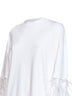 T-shirt Troy in cotone bianco con doppia manica e piume<BR/>