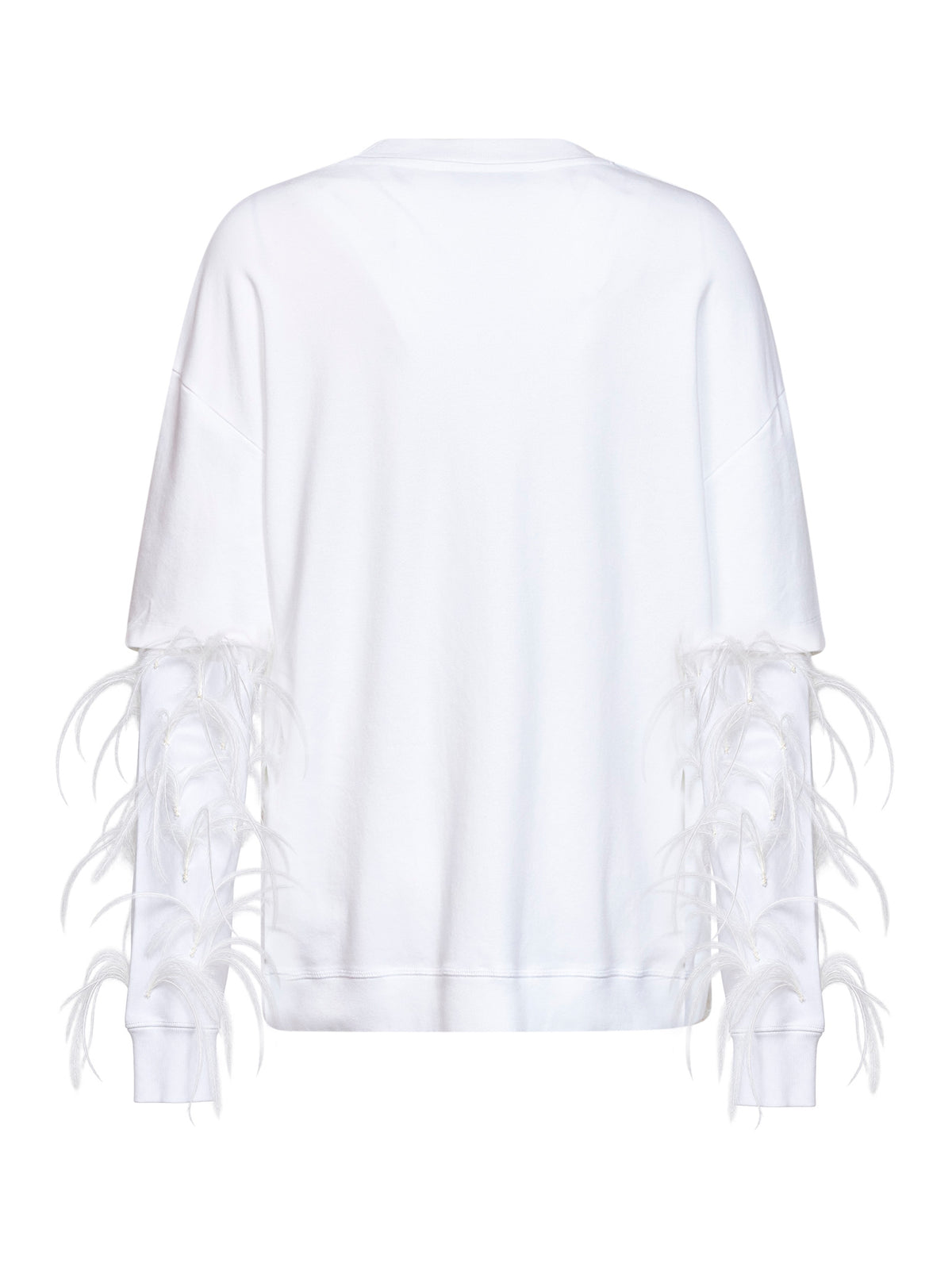 T-shirt Troy in cotone bianco con doppia manica e piume<BR/>