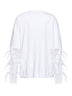 T-shirt Troy in cotone bianco con doppia manica e piume<BR/>