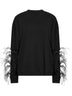 Black Troy feather-embellished double-sleeve sweatshirt