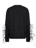 Black Troy feather-embellished double-sleeve sweatshirt