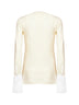 Top con giromanica a camicia Nora in beige e bianco