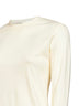 Top con giromanica a camicia Nora in beige e bianco