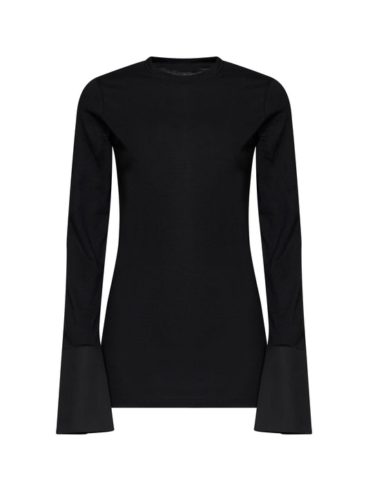 Top con giromanica a camicia Nora in nero