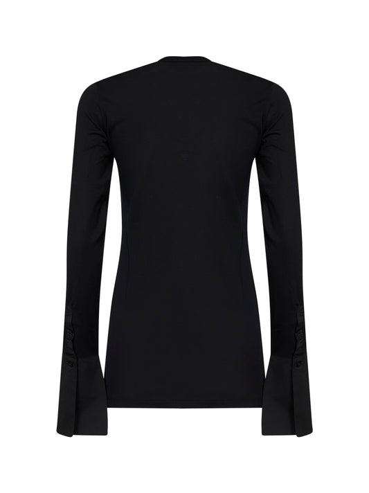 Top con giromanica a camicia Nora in nero